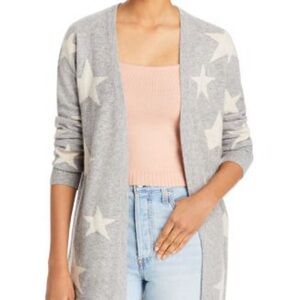 BRODIE FINE CASHMERE ~SIZE M~SOFT GOLD THREAD STAR GRAY POCKET CARDIGAN SWEATER~